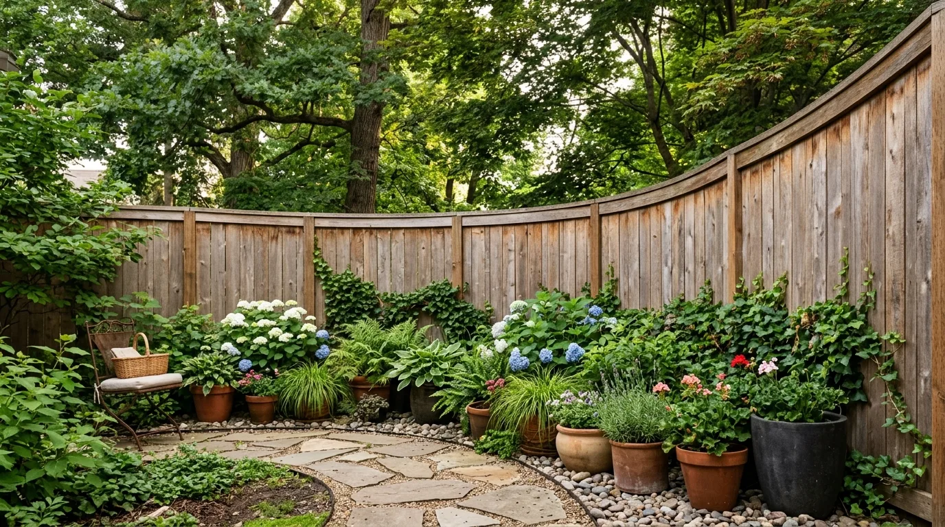 Curved Wooden Garden Fence